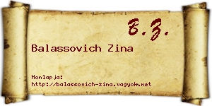 Balassovich Zina névjegykártya